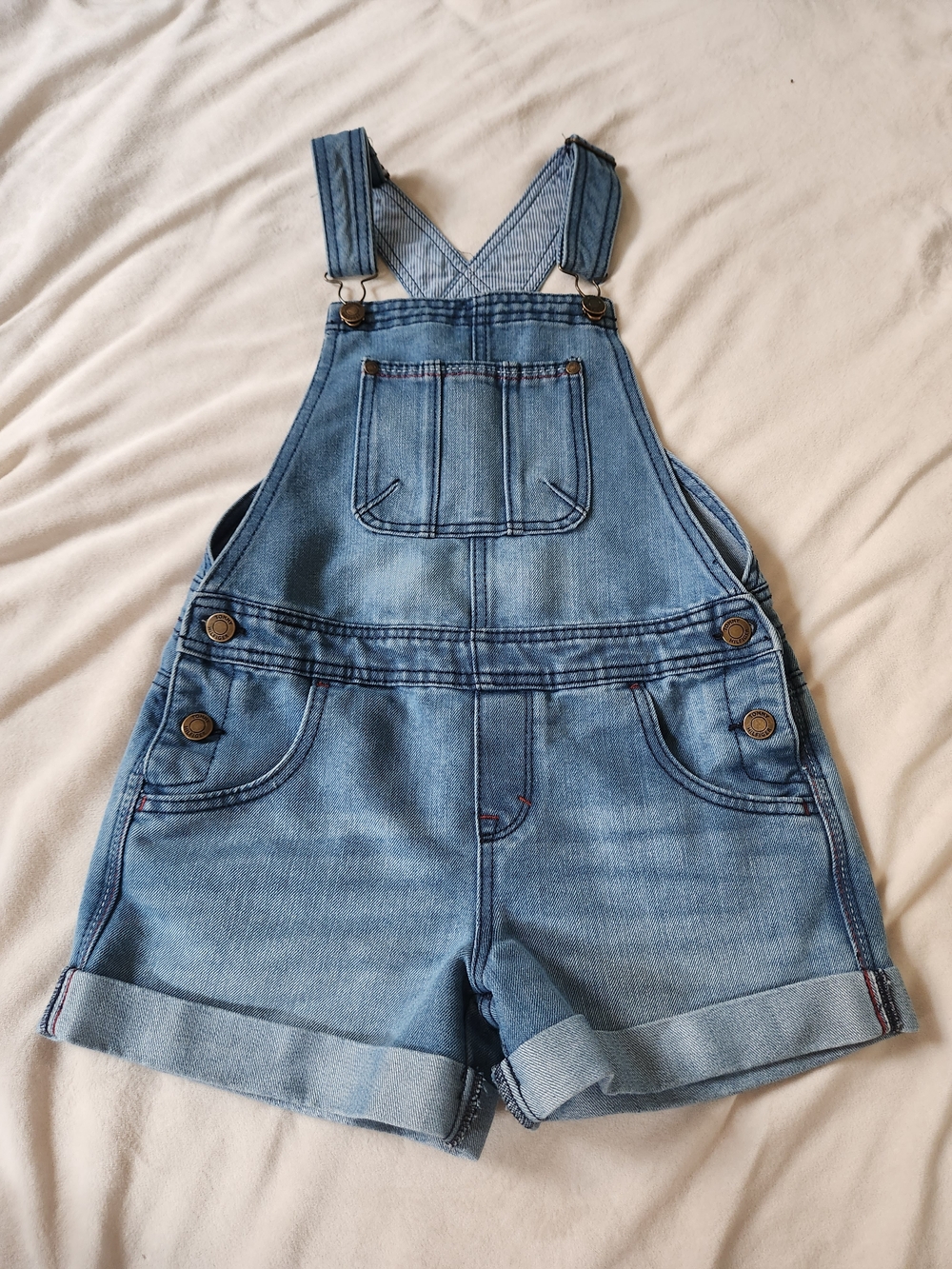 Tommy Hilfiger Light Blue Denim Short Overalls Shortalls 90s Preppy Girls MED